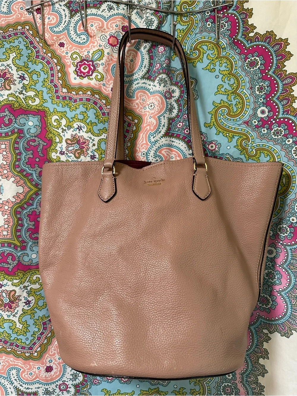 kate spade Pebbled Leather Tote in Dusty Pink